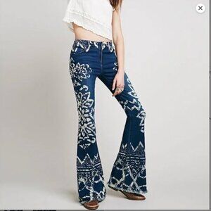 Free People Dominica Printed Flare Pants Size 28